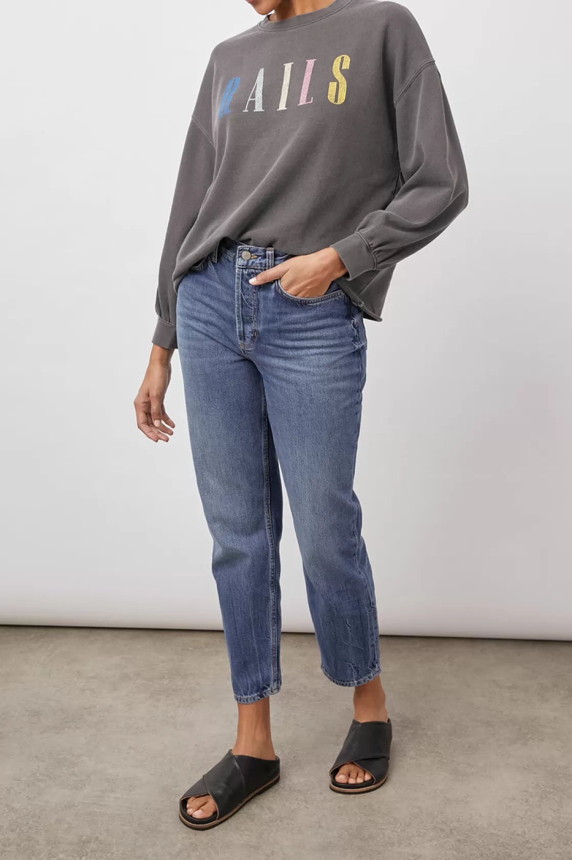 Rails SIGNATURE SWEATSHIRT - VINTAGE BLACK | Women Rails City Tees | Sleepwear